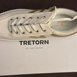 Tretorn White Metallic Gold Sneakers